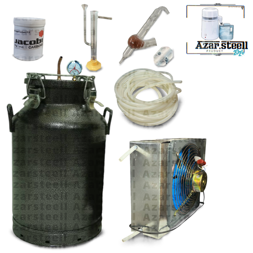 عرقگیر گلاب گیر مخزن گرانیتی دستگاه تقطیر برقی فن دار با سرد کن لوله شیشه ای پیرکس ویگرو بالنی